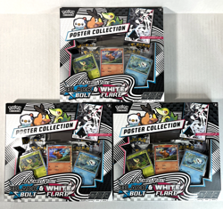 Pokemon Black Bolt and White Flare Poster Collection Lot Of 3 Sealed - 12 Packs! - Image 1