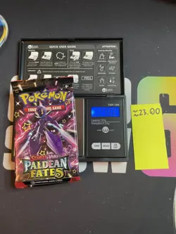 23.00g VERY HEAVY Paldean Fates Pokemon Sealed Booster Pack New - Image 1
