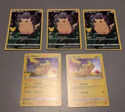 Pokemon Pikachu Celebrations-5 Card Lot-Holo-Promo-Pack Fresh Unplayed Condition - Image 1