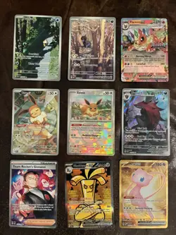 pokemon card lot Eevee Masterball, zoroark, pysduck, mew ex, giovanni, Gholdengo - Image 1