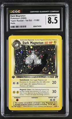 CGC 8.5 Dark Magneton Team Rocket 1st Edition 11/82 Holo SWIRL Pokemon Card - Image 1