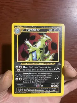 Pokemon TCG Tyranitar Neo Discovery Holo Card 12/75 Unlimited Rare c582 - Image 1