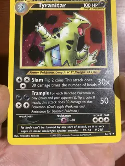 Pokemon TCG Tyranitar Neo Discovery Holo Card 12/75 Unlimited Rare c582 - Image 3