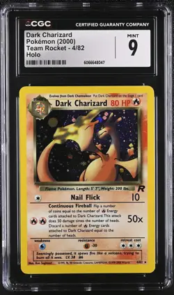 CGC 9 MINT Dark Charizard 2000 Team Rocket 4/82 Holo Pokemon Card - Image 1