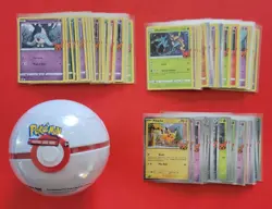 Pokemon D21 Premier Pokeball Tin S&S S&M 3 Packs W/Coin +90 Card TOT Master Set - Image 1
