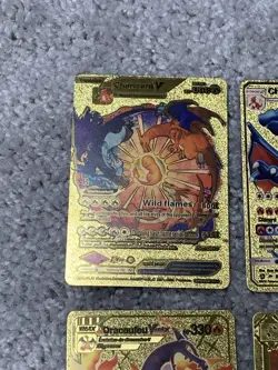 Set of 10 Pokemon Charizard Gold Foil Fan Art Display Cards NM - Image 2