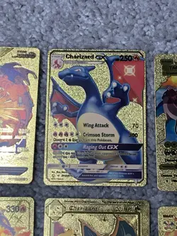 Set of 10 Pokemon Charizard Gold Foil Fan Art Display Cards NM - Image 3