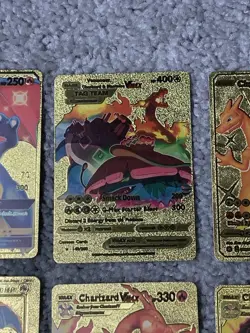 Set of 10 Pokemon Charizard Gold Foil Fan Art Display Cards NM - Image 4
