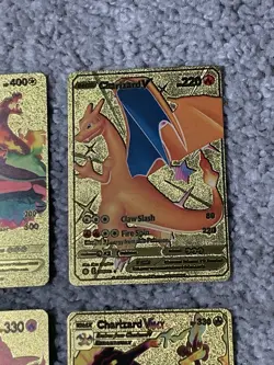 Set of 10 Pokemon Charizard Gold Foil Fan Art Display Cards NM - Image 5