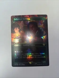 Magic the Gathering Lord of the Rings Delighted Halfling Foil Borderless Pre - Image 1