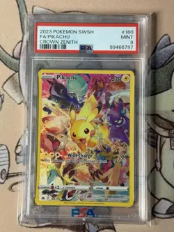 2023 Pokemon Crown Zenith FA Full Art Pikachu #160/159 Full Art PSA 9 Mint - Image 1