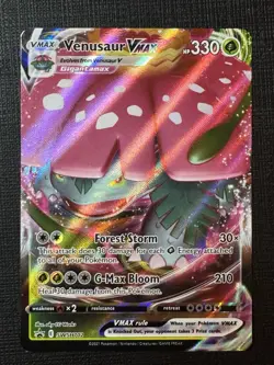 Pokemon TCG Venusaur VMAX SWSH102 Sword & Shield Black Star Regular Size NM Cond - Image 1
