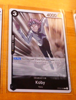 ONE PIECE PARAMOUNT WAR ENGLISH CARD RARE HOLO GAME CARTE Koby OP02-098 NM - Image 1