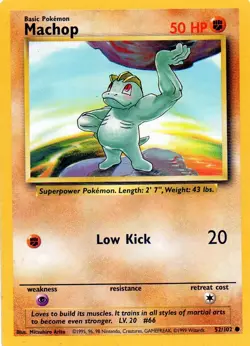 Pokemon Machop Card 52/102 Base Set - Image 1