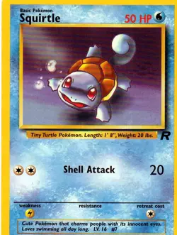 Pokemon Squirtle Card TCG #68/82 Team Rocket 1st Edition - Image 1