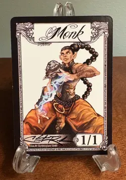 MTG Monk Color Token Signed By Artist Christopher Rush Magic The Gathering - Image 1