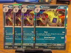 Pokemon TCG Paldea Evolved Tyranitar Holo Rare 135/193 x4 Playset - Image 1