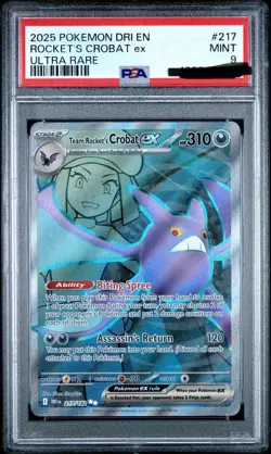2025 Pokemon DRI EN Rocket's Crobat ex #217 Ultra Rare PSA 9 - Image 1