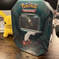 Sealed Pokemon TCG Triple Whammy Tin Featuring Darkrai - Image 1