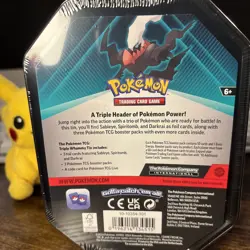 Sealed Pokemon TCG Triple Whammy Tin Featuring Darkrai - Image 3