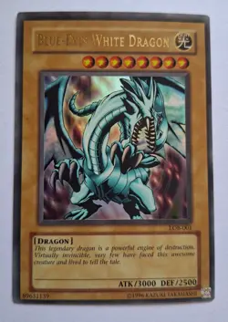 Yugioh Blue-Eyes White Dragon LOB-001 Ultra Rare Original Print 2002 - Image 1