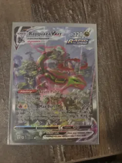 Pokemon TCG Evolving Skies Rayquaza VMAX Holo Full Art Card (Comes With Sleeve) - Image 1