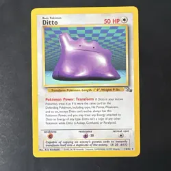 Pokemon TCG Ditto Card Non Holo Rare 18/62 Fossil 1999 WOTC Printer Hickey Error - Image 1