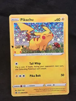 Pokemon TCG 2020 General Mills Black Star Promo Card -- Pikachu SWSH039 Holo-LP - Image 1