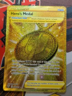 Pokemon Card Hero's Medal 201/185 Vivid Voltage Secret Rare - NM - Image 1