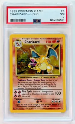 1999 POKEMON GAME CHARIZARD HOLO CARD #4 PSA 7 Near Mint - Image 1