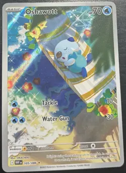 Oshawott Illustration Rare White Flare English Pokemon TCG Card 105/086 - Image 1