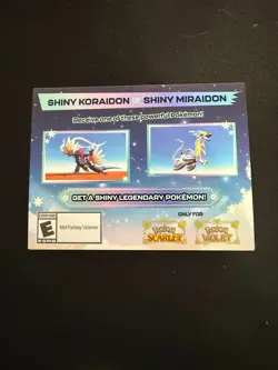 Pokemon Scarlet & Violet Shiny Koraidon Or Miraidon GameStop Promo Code Card - Image 1