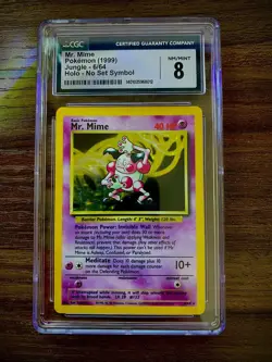 👿 Pokemon Card - Mr Mime 6/64 - Jungle Holo ERROR no symbol - CGC 8 - MINT 👿 - Image 1