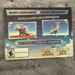 Shiny Miraidon Koraidon Code GameStop Pokemon - Physical PROMO Card- Unused Code - Image 1