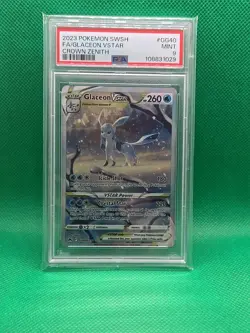 PSA 9 MINT Glaceon VStar SWSH Crown Zenith #GG40 Full Art Alt Art Pokemon Card - Image 1