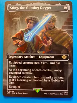 MTG 1x BORDERLESS Sting, the Glinting Dagger # 409 Lord of the Rings Magic x1 NM - Image 1