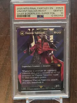 MTG Vincent Valentine Surge Foil PSA 10 English Borderless Final Fantasy - Image 1