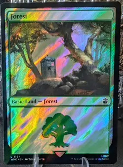 SURGE FOIL | Forest MTG | Doctor WHO TARDIS Art Land EDH Universes Beyond | NM - Image 1