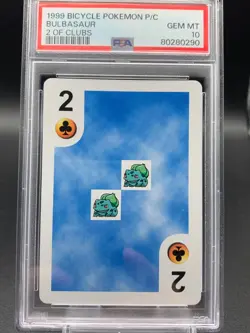 POP 1 PSA 10 Gem Mint 1999 Bicycle Pokemon Playing Card BULBASAUR 2 Of Clubs - Image 1