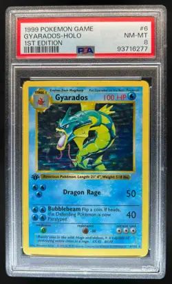 1999 Pokemon Set 1st Edition Gyarados Holo #6/102 PSA 8 - Image 1