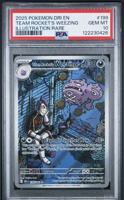 2025 Pokemon Destined Rivals #199 Team Rocket'S Weezing Illustration Rare PSA 10 - Image 1
