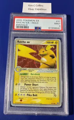 Pokemon 2005 Emerald Raichu EX Holo #97 PSA 9 MINT - Image 1