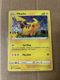 POKEMON TCG PIKACHU GENERAL MILLS SWSH039 BLACK STAR PROMO HOLO 25TH ANNIVERSARY - Image 1
