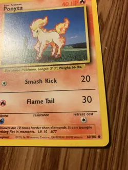 Ponyta 60/102 Base Set Rare Vintage Pokemon Card TCG Card - Image 4
