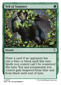 1x NM WHITE BORDER Veil of Summer MTG Mystery Booster 2 MB2 SV - Image 1