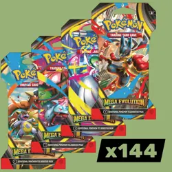 Lot 144x (same as 1 Case) Pokemon TCG Mega Evolution Sleeved Sealed Booster Pack - Image 1