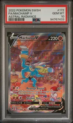 2022 Pokemon Sword Shield Astral Radiance #172 Full Art Machamp V PSA 10 GEM MT - Image 1