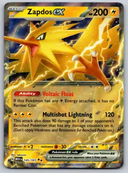 Zapdos ex 145/165 SV: Scarlet & Violet 151 NM Pokemon Card TCG - Image 1