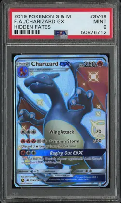 2019 Pokemon Charizard GX Full Art Hidden Fates Shiny Vault SV49/SV94 PSA 9 - Image 1