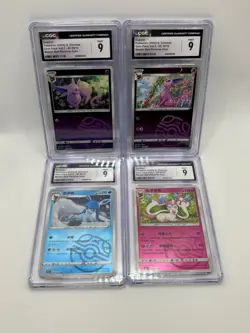 Espeon Glaceon and Sylveon Chinese Masterball Holographic Pokemon Cards CGC 9 - Image 1
